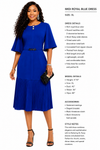 Pleated Elegance Midi Dress(Royal Blue)