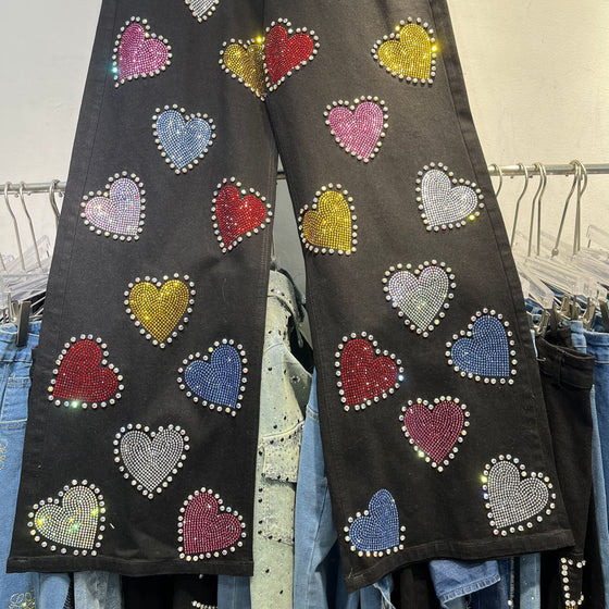 Studded Candy Heart Denim