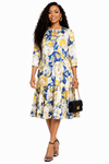 Blooming Grace Floral Midi Dress(Mustard)