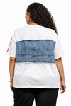 Urban Varsity Denim Patch Tee(white)