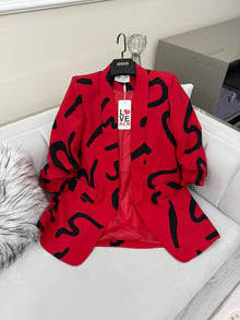  Red abstract blazer