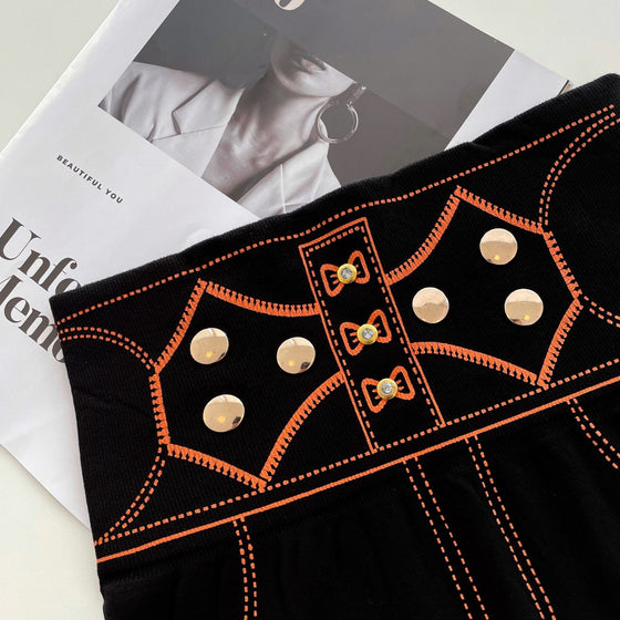 Black Regal Button Detail Jeggings(Bottom)