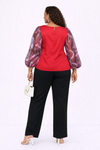 Elara Organza Sleeve Blouse(Red)