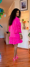 3 QUART SLEEVE MIDI DRESS(PINK)