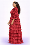 Burgundy Royal Ruffle Couture Gown