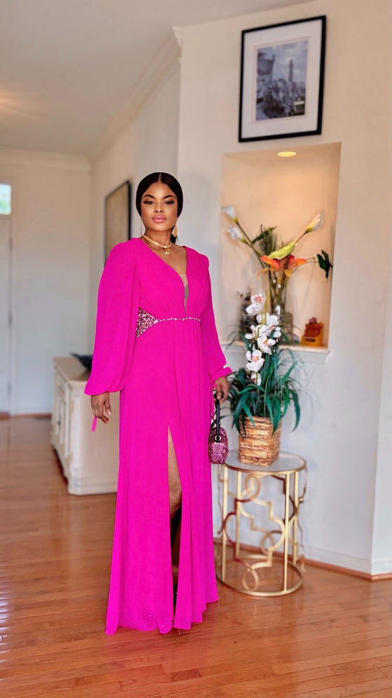 Fuchsia Bloom Chiffon Dress