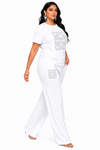 White  Luxe Rhinestone Pant Set