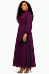 Elegance Belted Maxi Dress(LT-plum )