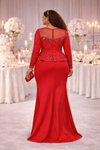 Red Royale Couture Beaded Mermaid Gown
