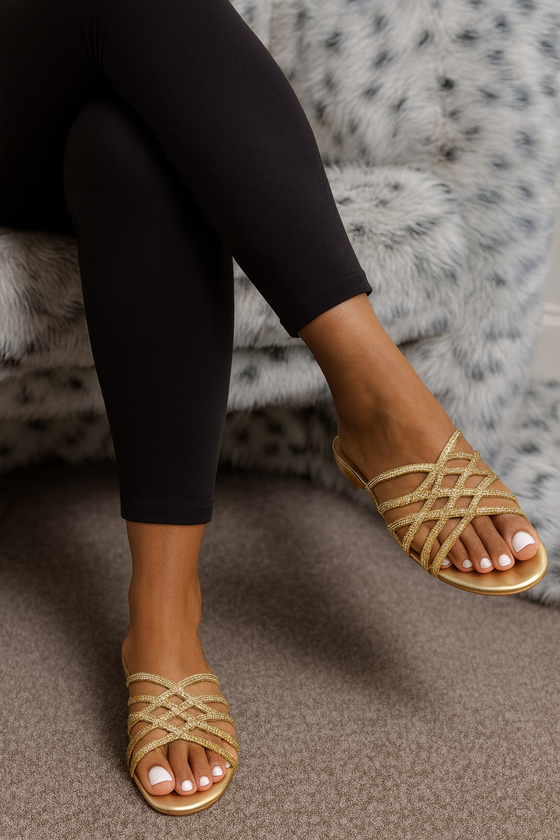 CHRISTBELLA OMBRÉ RHINESTONE SLIPPERS(SILVER-GOLD)