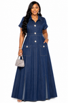 Denim Elegance Maxi Dress