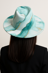 Marble Swirl Wool Fedora Hat(Green)
