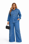 Midnight Galaxy Luxury Denim pants Set