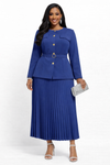 Monarch Pleated Skirt Set(DARK BLUE)