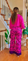 2 piece palazzo pant set(pink-black)