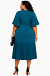 Pleated Elegance Midi Dress(Teal)