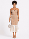 Champagne Pearl Illusion Mermaid Bandage Dress