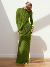 Sculpted Drape Luxe Maxi Dress(Lemon)