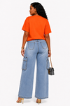 Luxe Utility Denim Cargo Set(Orange)