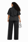 Noir Crystal Luxe Denim Palazzo Set(Black)