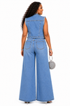 Heart Glam Stretch Denim Set(Medium blue)