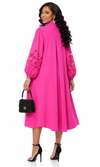 Lace Sleeve Grace Midi Dress(Pink)