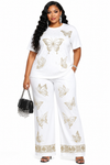 Golden Butterfly Luxe Pant Set(white)