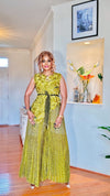 GOLDEN SHIMMER SLEEVELESS TOP/PLEATED PALAZZO PANT SET