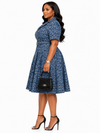 Blue Leopard Denim Shirt Dress