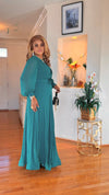 BELTED LONGSLEEVE MAXI DRESS(DARK GREEN)