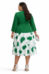 Luxe Bloom Belted Skirt set (Green)