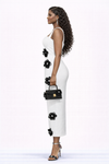 Ivory Noir Blossom Luxe Bandage Midi Dress