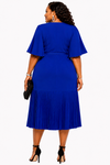 PLEATED ELEGANCE MIDI DRESS( Blue)