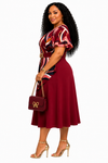 Burgundy Swirl Elegance midi Dress