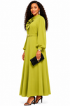 Elegance Belted Maxi Dress(Lime green)