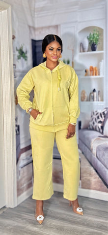  Cozy Zip-Up Jogger Set(Lemon- yellow)