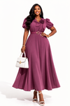Rosette Grace belted Maxi Dress(Rose pink)