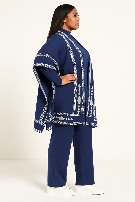 Dark Blue Luxury Knit 3-Piece Set