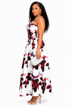 The Scarlet Bloom Corset Midi Dress
