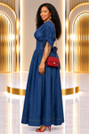 THE DENIM GRACE CORSET MAXI DRESS