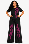 Pink Rhinestone Leaf Denim Set
