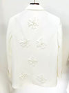 Elegant White 3D Floral Embellished Blazer Jacket(PREORDER ONLY)