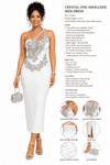 Scarlet Luxe Crystal Bloom Bandage Dress(white)