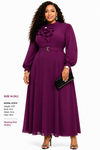 Elegance Belted Maxi Dress(LT-plum )