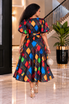 Timeless Charm Wrap Midi Dress(Black Multi)