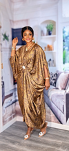 Luxe Royal Satin Kaftan Dress(purple/Gold)