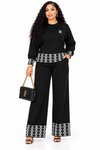 PREORDER 38 - BLACK 2PIECE  KNIT PANT SET