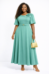 Rosette Grace Belted Maxi Dress(TEAL)