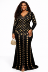 Noire Sovereign Couture Maxi Dress | Luxury Black & Gold Evening Gown