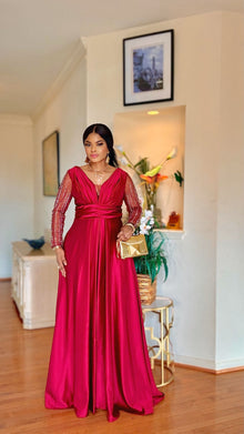  Luxe Aura Couture Floor length dress(WINE RED)